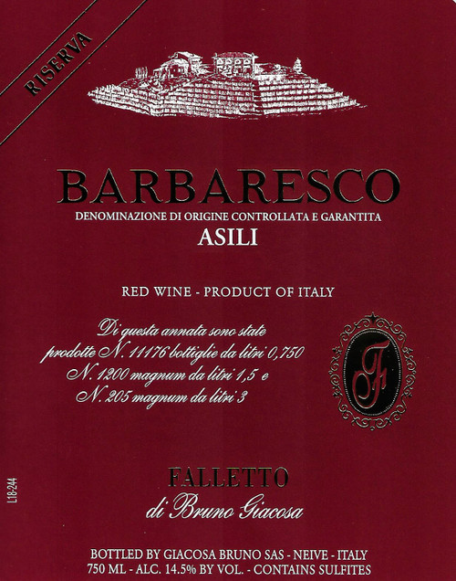 Giacosa/Bruno Barbaresco Asili Red Label Riserva 2020